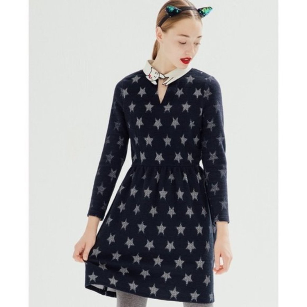 Miss Patina Bowie Cat Star Dress with Collar NWT L Large